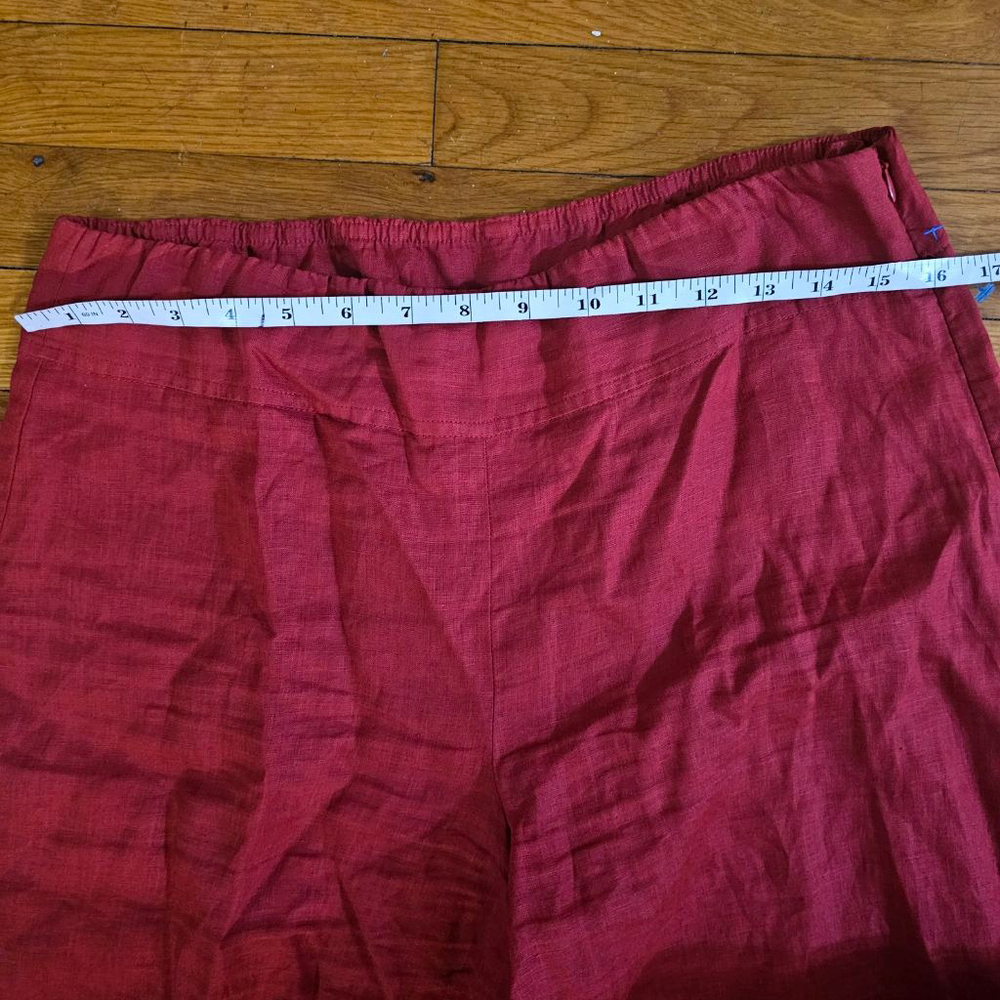 Eileen Fisher Petite Red Organic Linen Wide Leg Pants SP - Picture 4 of 8